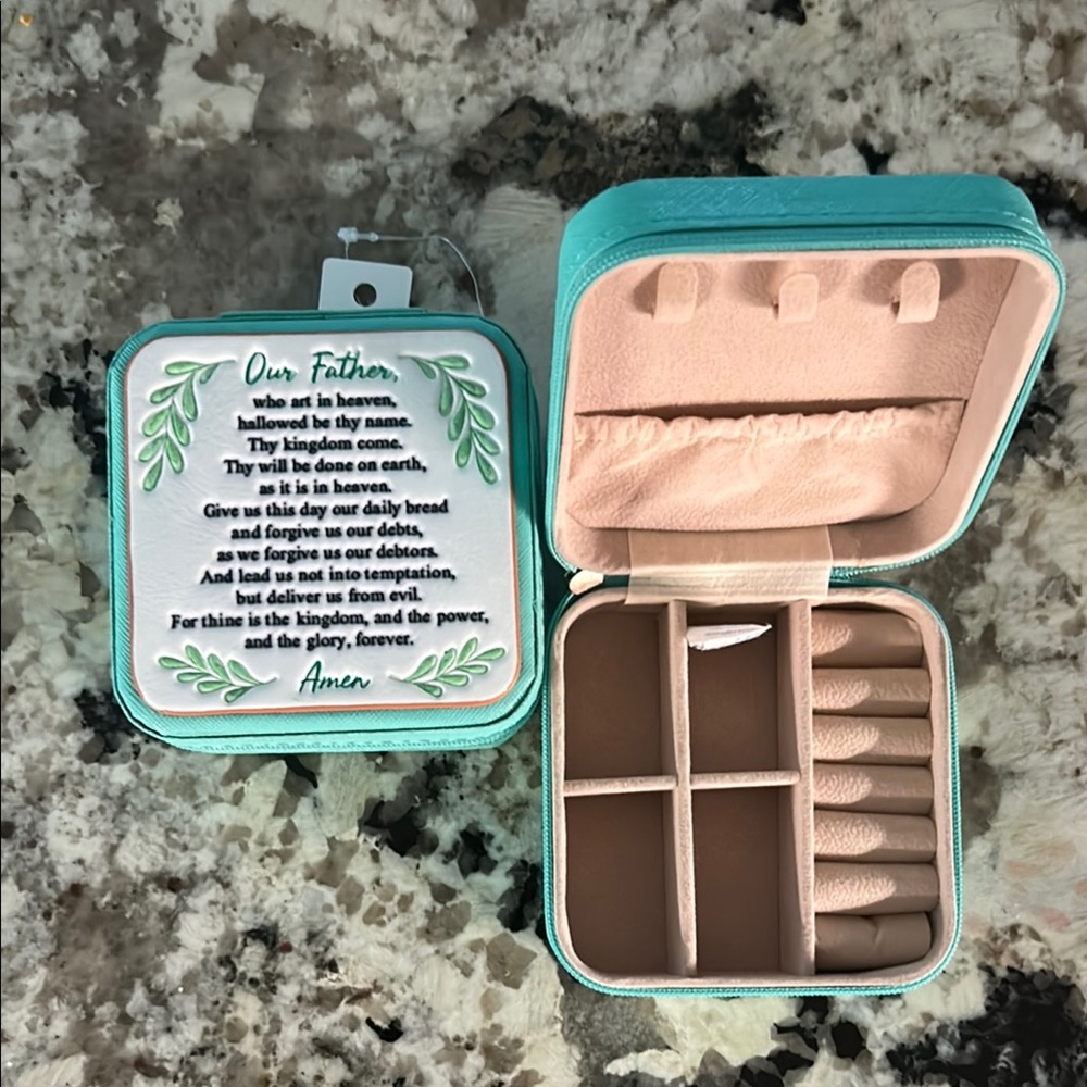 Travel - Teal Jewelry Organizer with Prayer. New